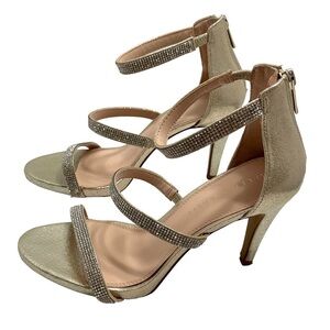 Kelly & Katie Courtnee Gold Sparkly Prom Wedding Heels Size 8 M